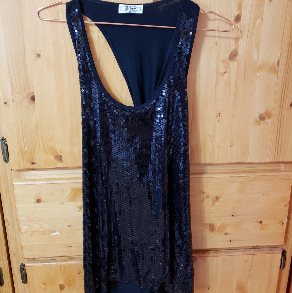 Pathway Black Sequin Racerback Tank